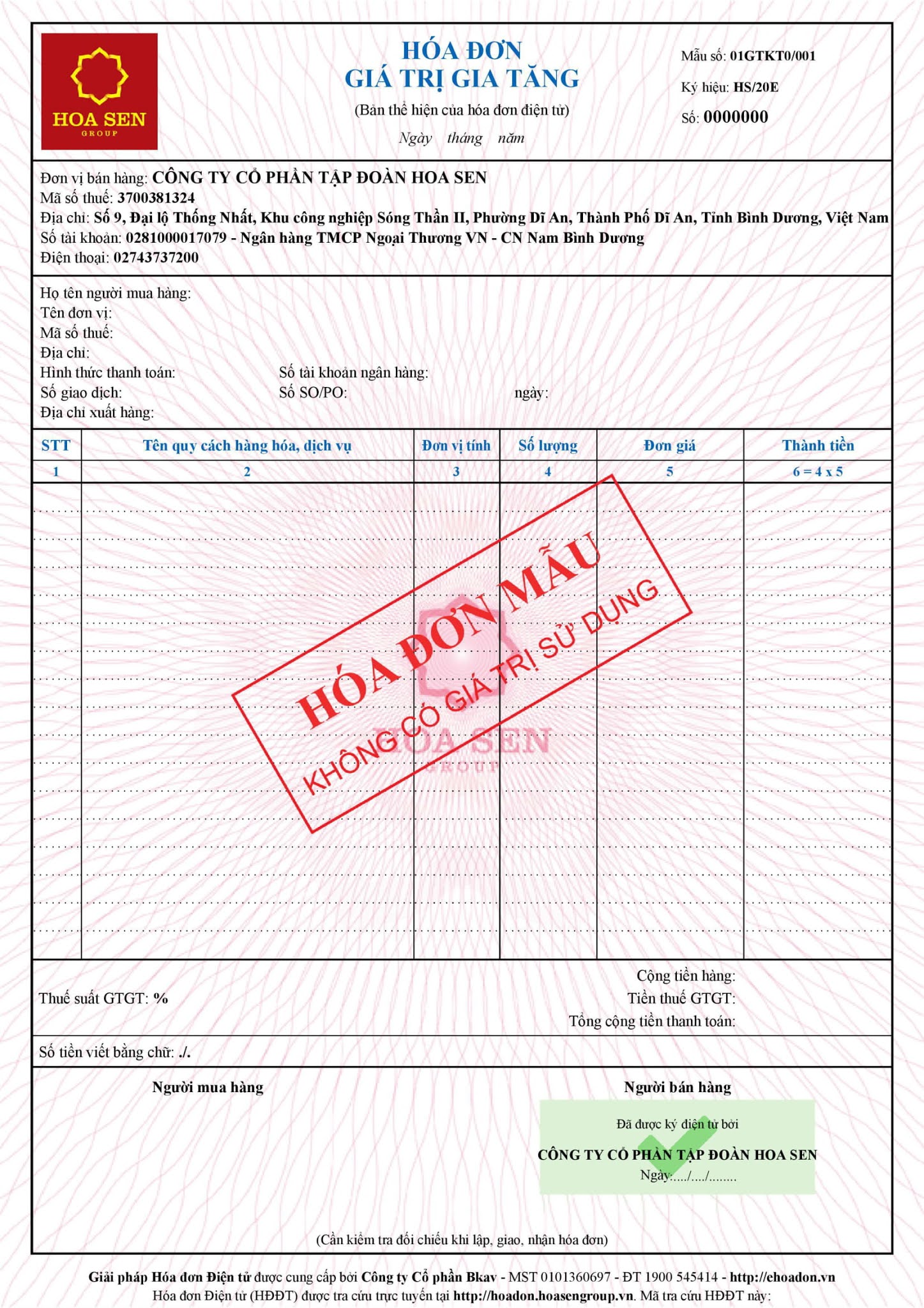 Mẫu hóa đơn điện tử BKAV thiết kế 500.000đ - CPA1