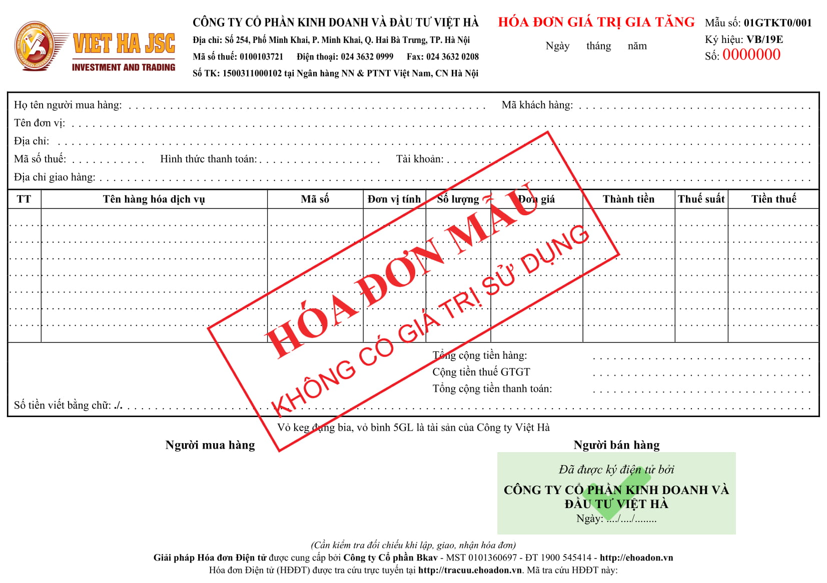 Mẫu hóa đơn điện tử BKAV thiết kế 500.000đ - CPA12