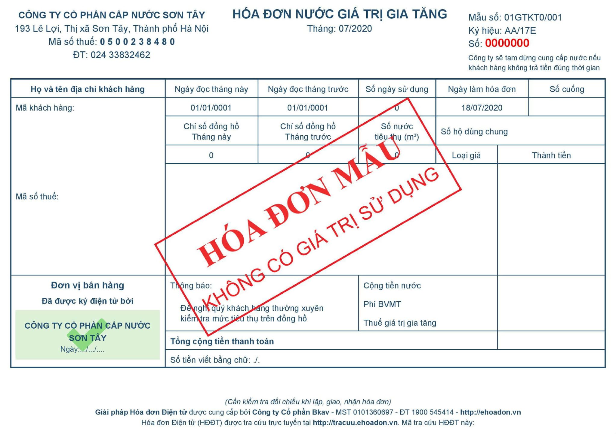 Mẫu hóa đơn điện tử BKAV thiết kế 500.000đ - CPA9