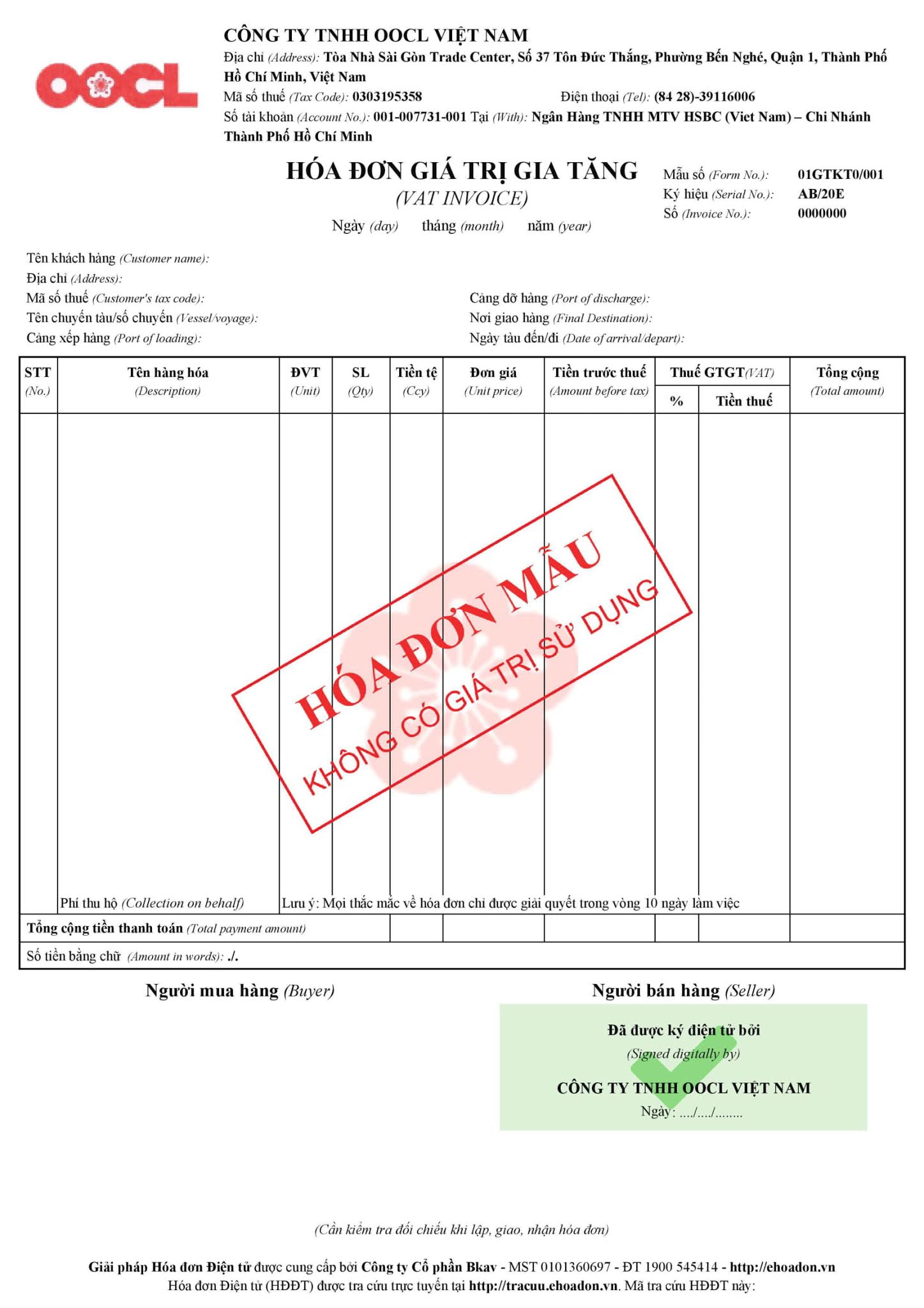 Mẫu hóa đơn điện tử BKAV thiết kế 1.000.000đ - CPB2