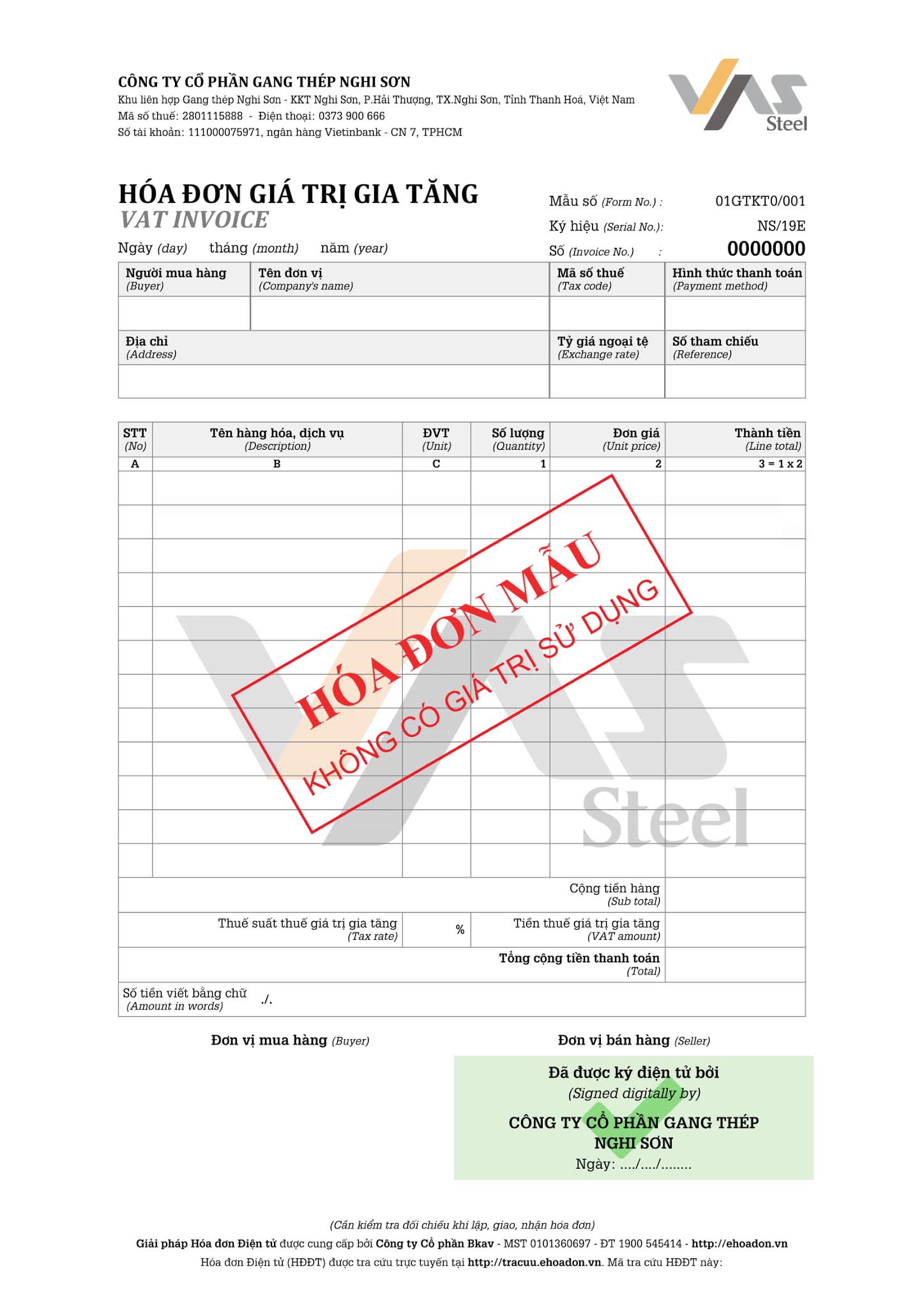 Mẫu hóa đơn điện tử BKAV thiết kế 1.000.000đ - CPB4