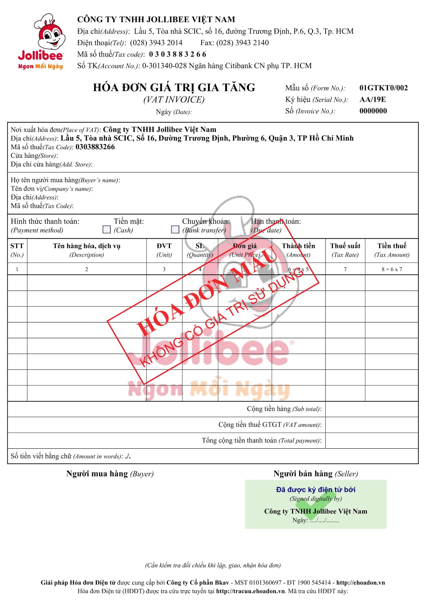 Mẫu hóa đơn điện tử BKAV thiết kế 1.000.000đ - CPB5